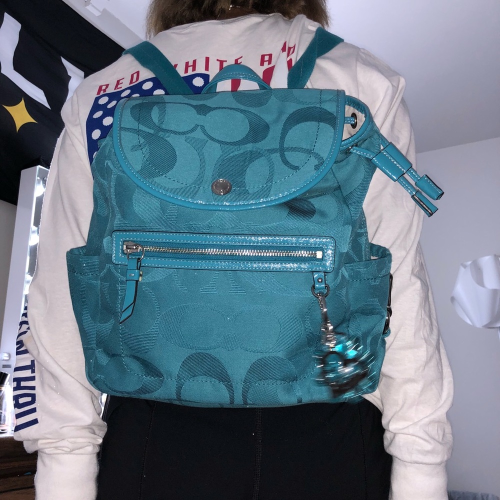 blue coach backpack